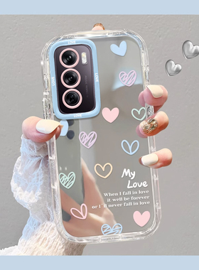 适用OPPOReno12手机壳14/13Reno11新款Reno10Pro+镜面Reno9防摔Reno8保护套Reno7全包6SE不会撞壳Reno5K爱心3