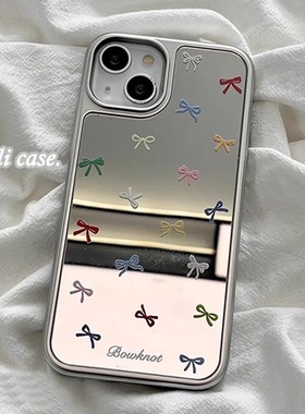适用苹果16promax手机壳iPhone15新款ip14肤感13镜面12Promax防摔保护套11Promax彩色蝴蝶结个性简约创意潮牌