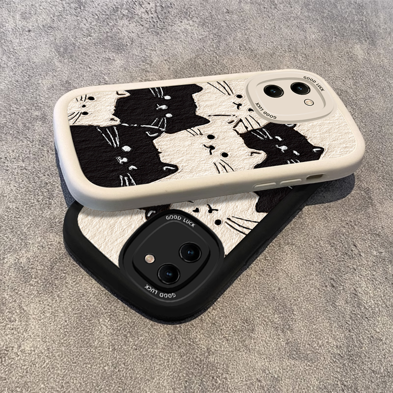 红米NOTE系列手机壳硅胶黑白猫咪