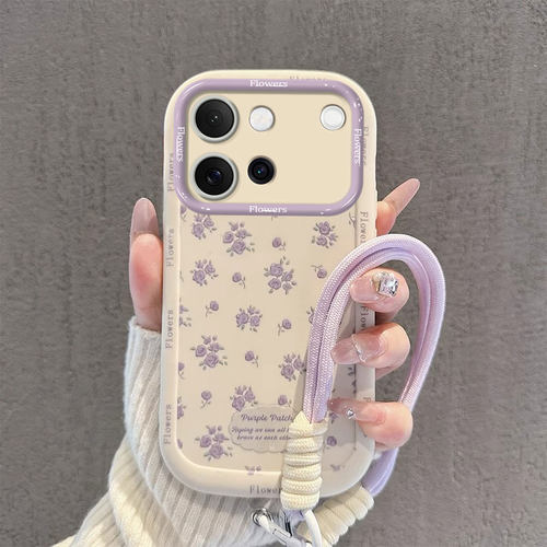 适用VIVOS60紫色碎花手机壳