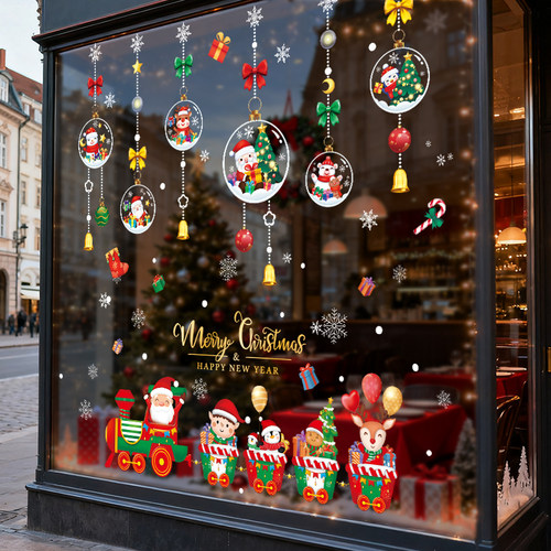 新款圣诞节装饰静电玻璃贴膜