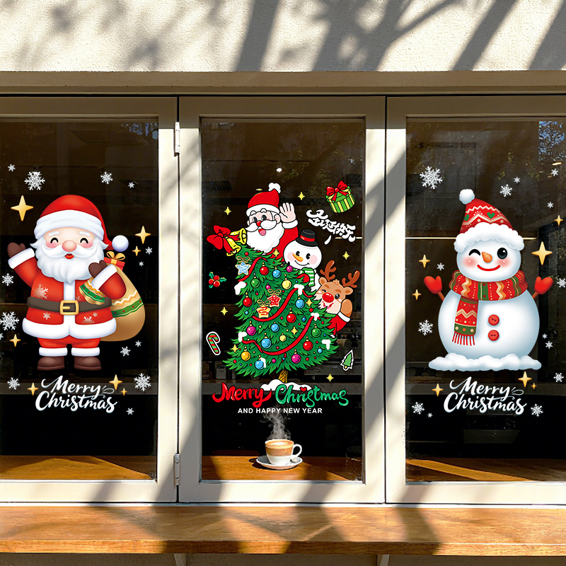 新款圣诞节装饰静电贴
