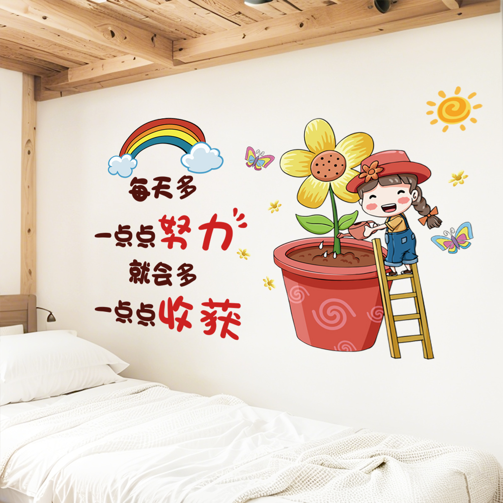 励志卧室墙贴少女心儿童房墙面装饰激励自粘贴画宿舍布置贴纸墙贴图片