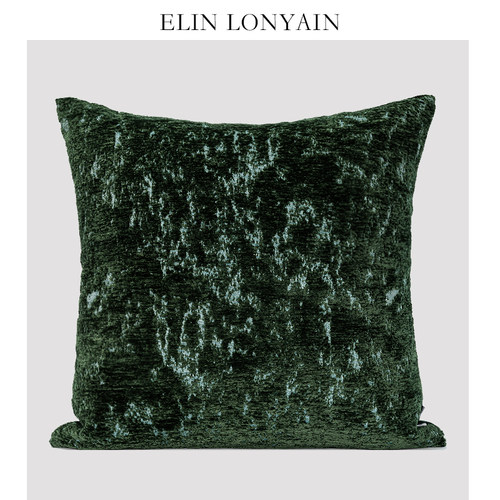 ELINLONYAIN绿色雪尼尔靠垫抱枕
