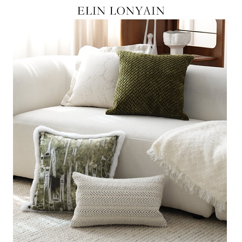 ELINLONYAIN简约绿色系靠垫抱枕