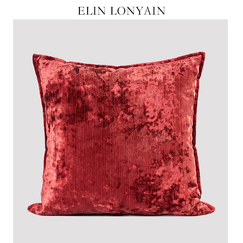 ELINLONYAIN玫瑰红冰丝绒抱枕