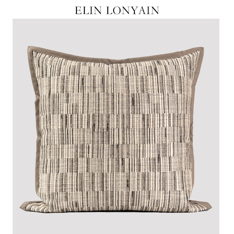 ELINLONYAIN米灰色肌理包边抱枕