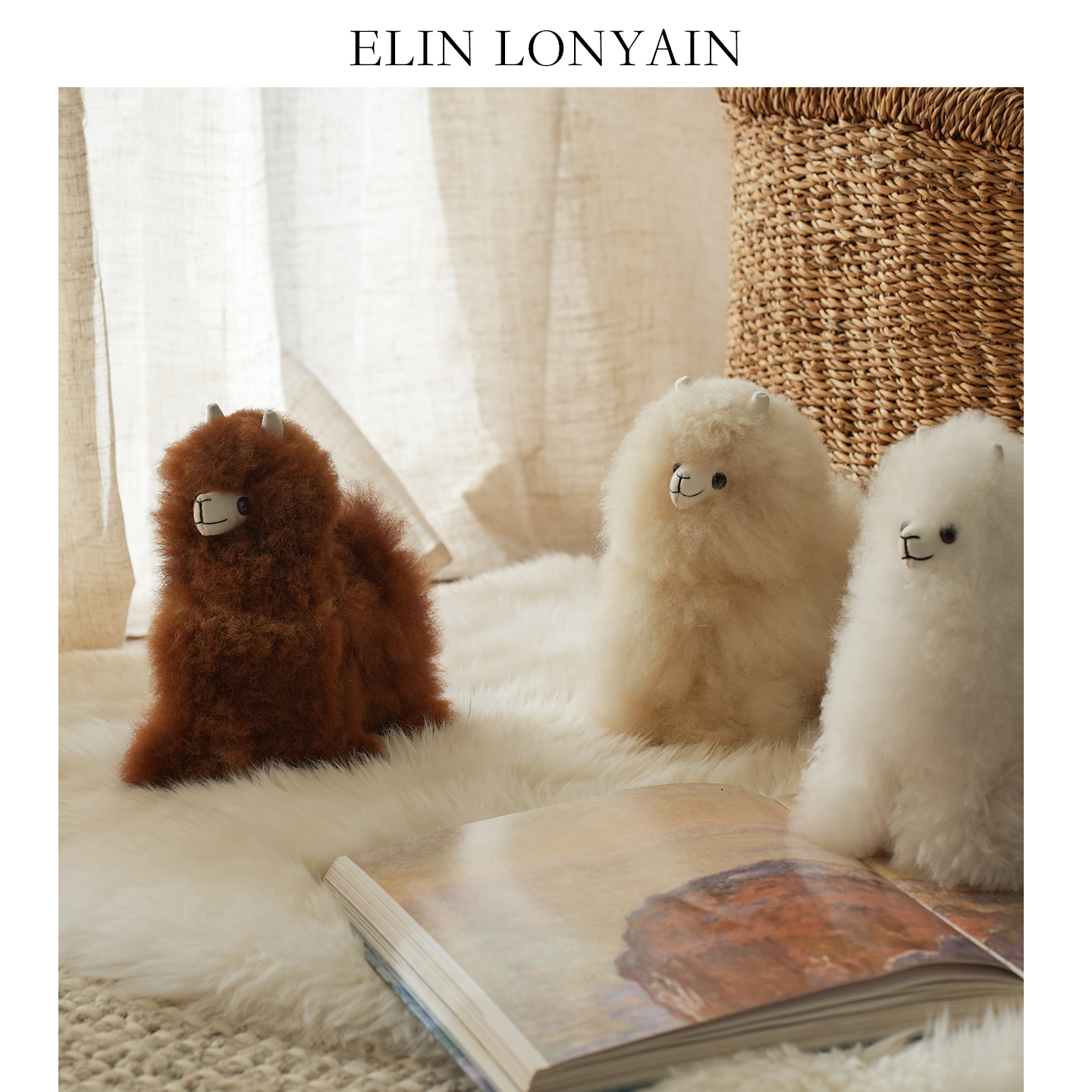 可爱羊驼毛玩偶手工柔软羊绒抱枕