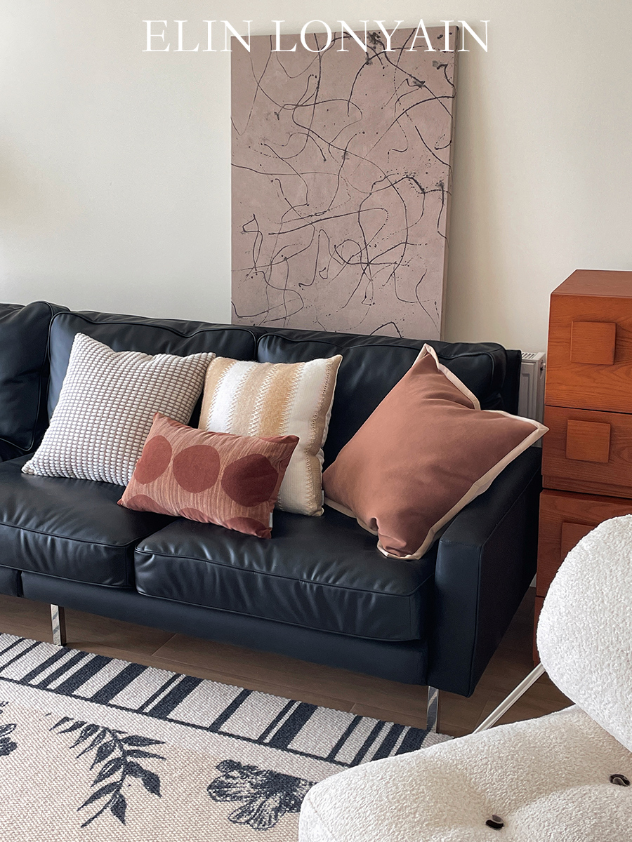 ELINLONYAIN咖色中古侘寂风抱枕