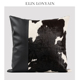 ELIN LONYAIN现代简约黑白奶牛皮质拼接靠垫抱枕样板房方枕腰枕