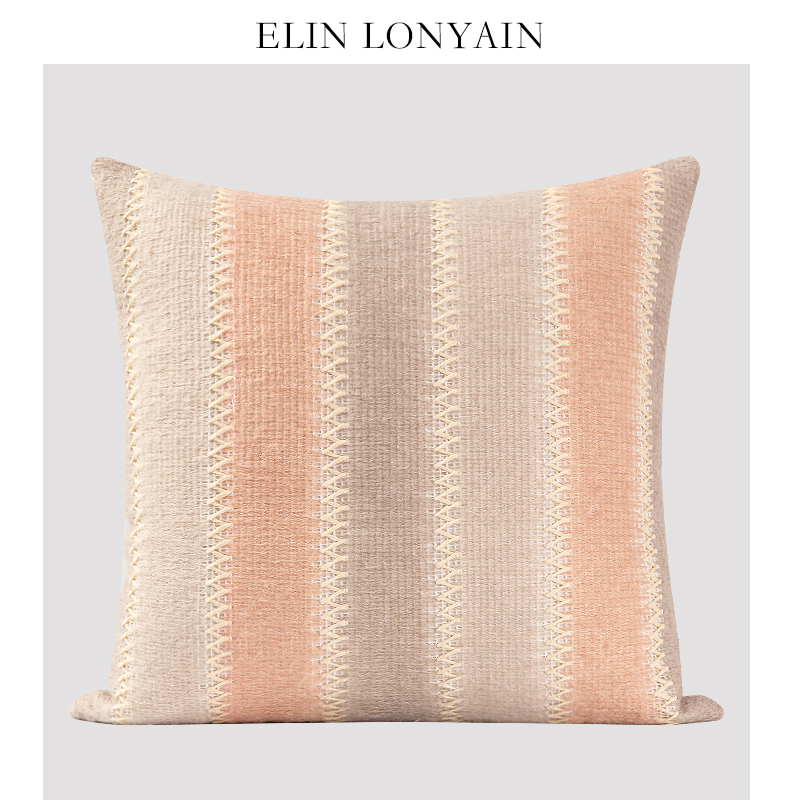 ELINLONYAIN粉咖色针织编织抱枕