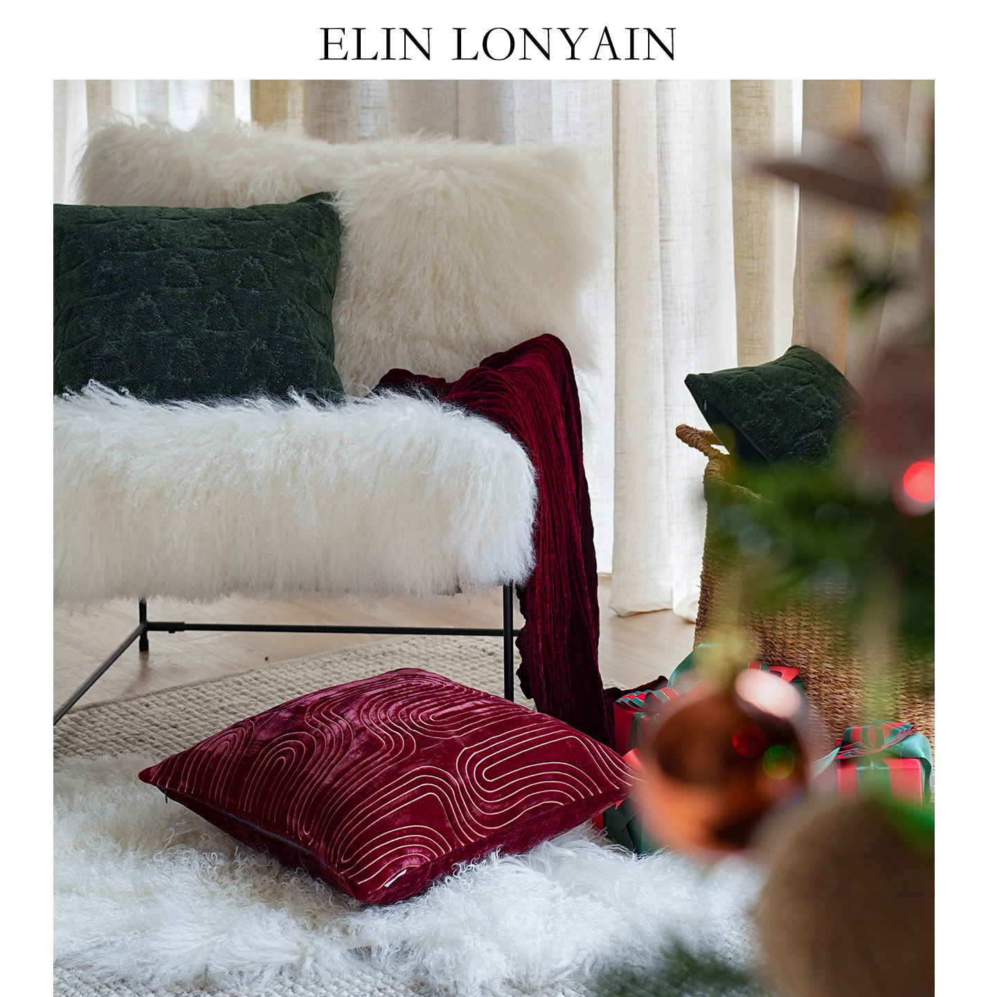 圣诞节喜庆靠垫新年氛围抱枕搭毯