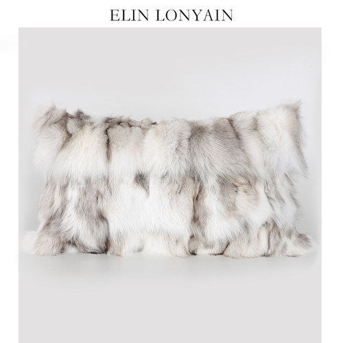 elinlonyain简约狐狸毛靠垫抱枕