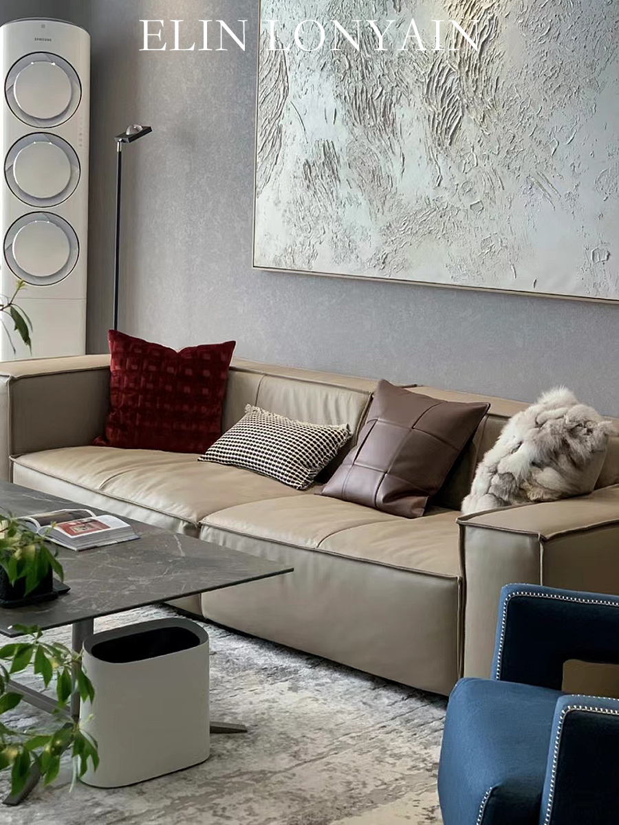 ELINLONYAIN红咖色沙发搭配抱枕