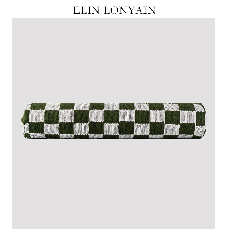 ELINLONYAIN绿白色针织肌理滚枕