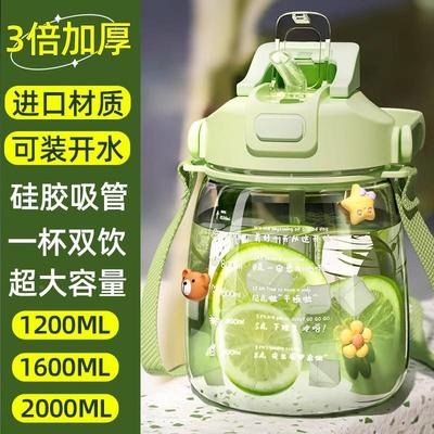 德国大肚杯子食品级耐高温女生高颜值2000ml大容量水杯成人吨吨桶