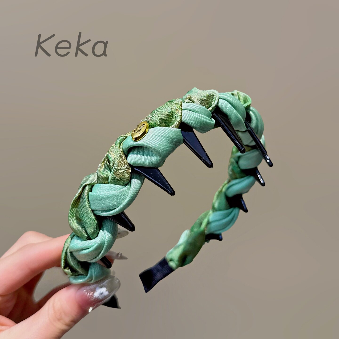 青柠绿编织防滑齿不压头发箍