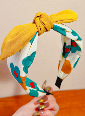 夏天绿色仙女头箍法式点点韩版蝴蝶结发箍高级感圆点多层发饰头饰