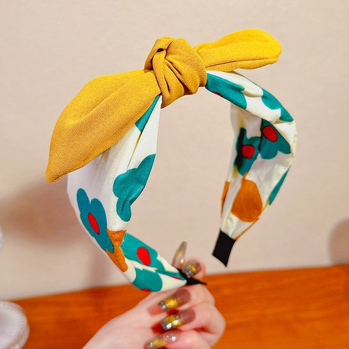 夏天绿色仙女头箍法式点点韩版