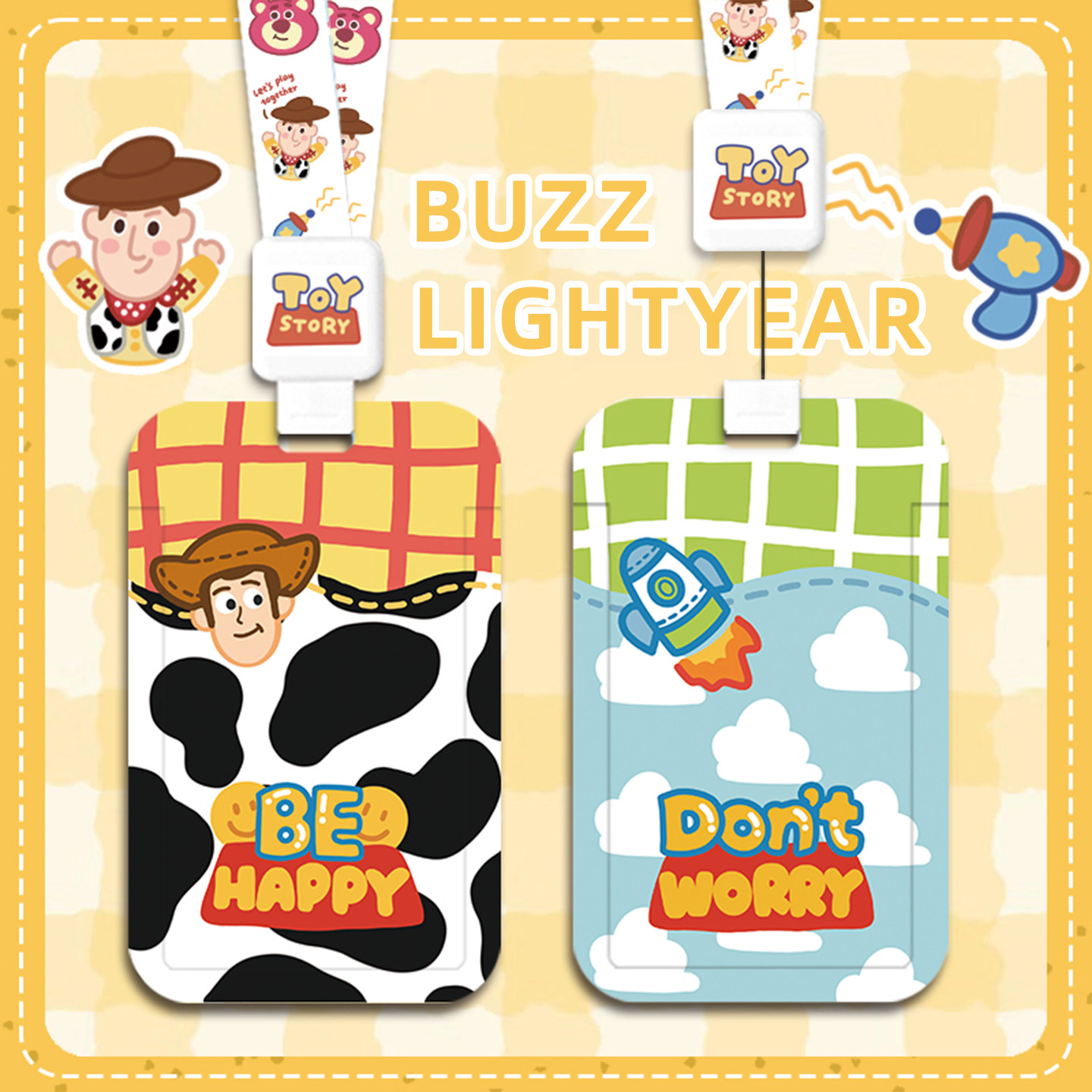 胡迪巴斯光年创意卡通个性卡套带伸缩扣挂绳工牌防丢公交学生饭卡银行