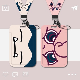 可爱全屏卡比胖丁卡套编织皮绳校园公交学生证件校园学生饭卡工作吊牌接送地铁羊城通保护壳透明钥匙扣潮 ins