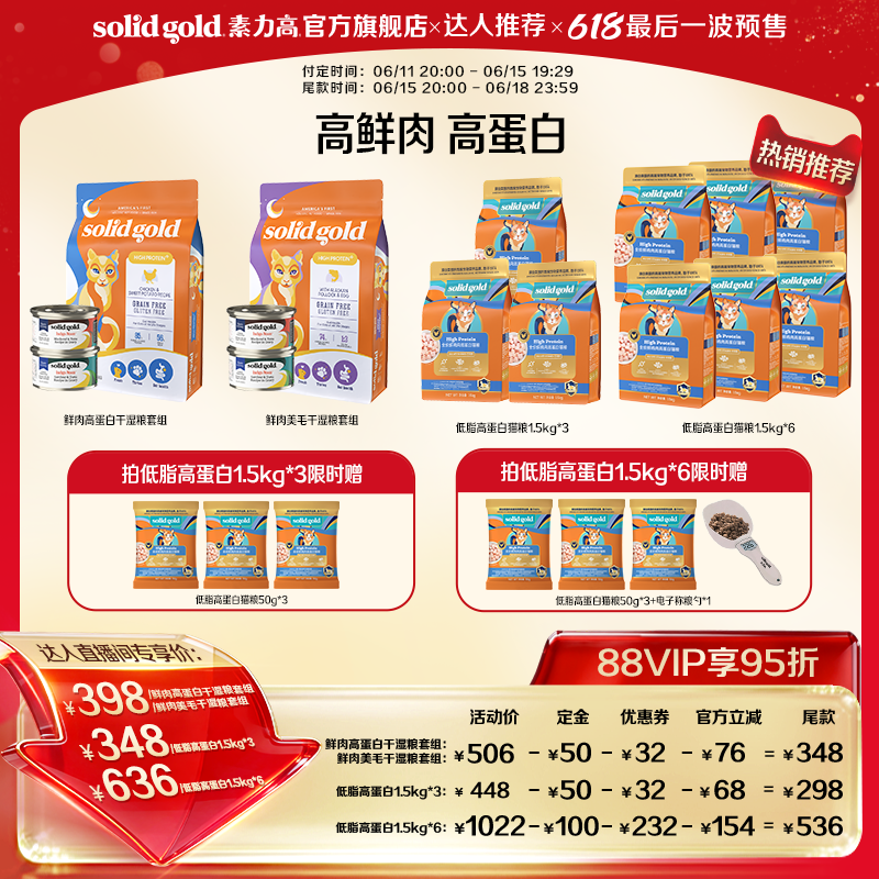 【预售加购！11号付定】素力高低脂高蛋白猫粮鲜肉猫粮猫专用