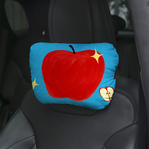 手绘苹果 文艺车用头枕护颈枕 汽车车载座椅专用 车内护颈枕头A67