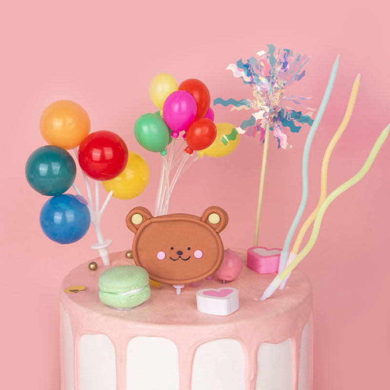 蛋糕烘焙装饰插牌软陶网红复古可爱风卡通小熊头插件生日甜品摆件