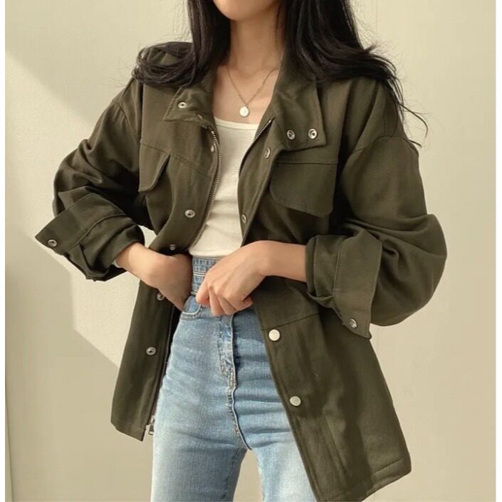 秋季复古抽绳收腰显瘦夹克女