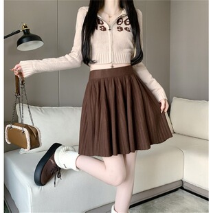 针织伞裙半身裙高腰秋冬女a字短款大摆小个子大码垂坠感遮胯短裙
