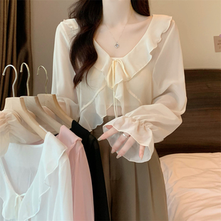 荷叶边雪纺防晒衣开衫女夏季新款配吊带裙子披肩空调罩衫薄款上衣