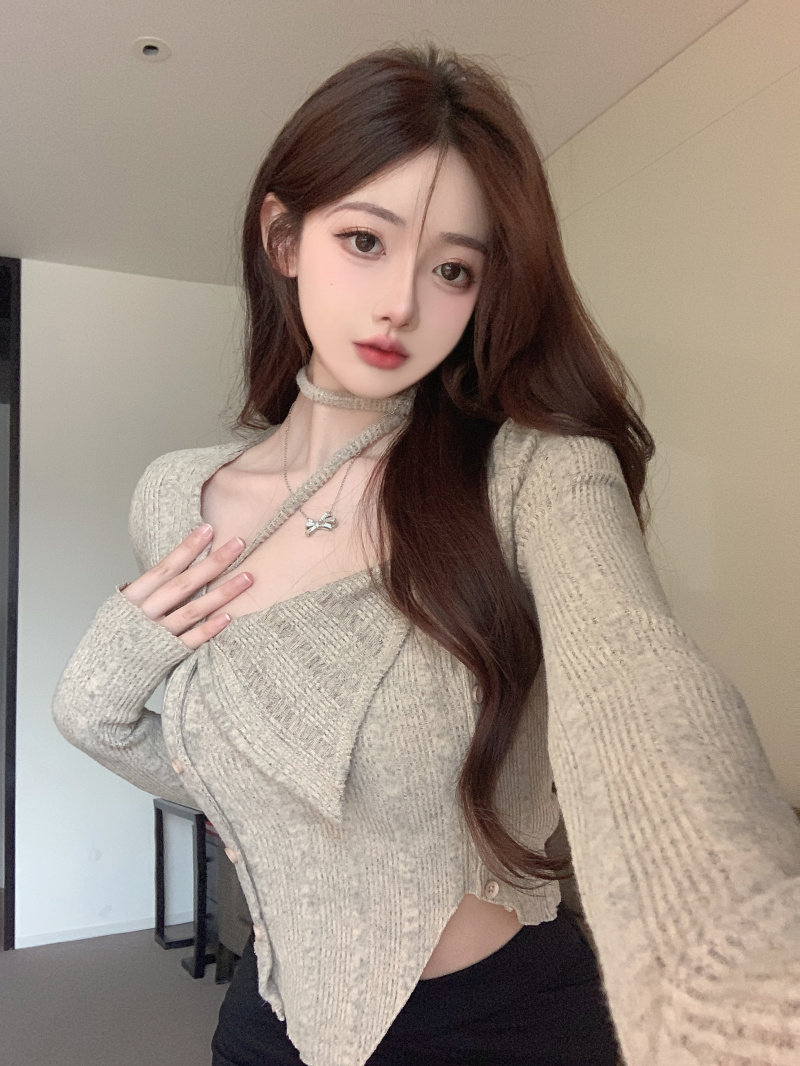 假两件长袖针织衫女装秋季