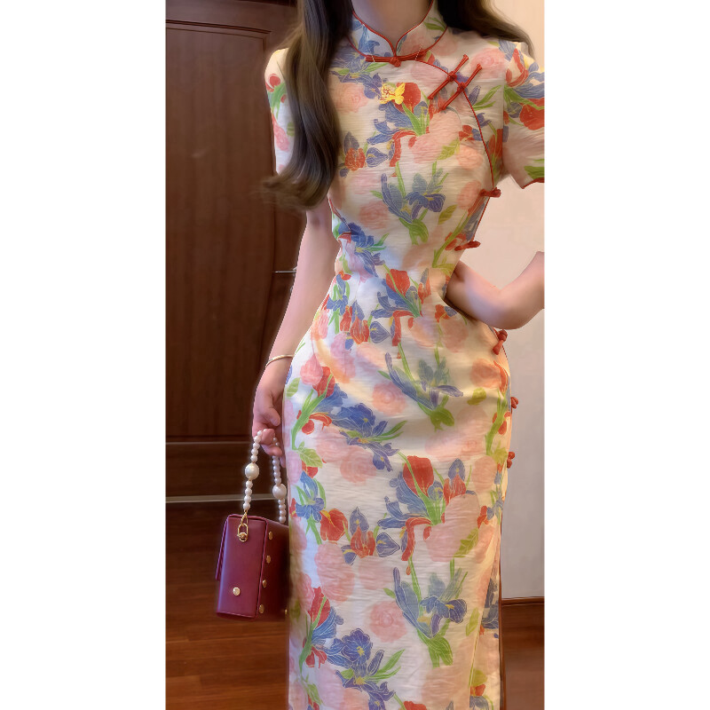 锦绣繁花绝美新中式国风改良旗袍连衣裙少女日常可穿长裙包臀旗袍