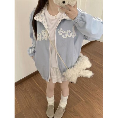 美式复古碎花满印拼接夹克外套