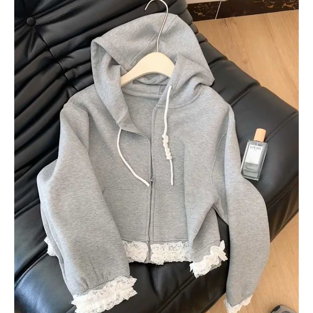 拉链短款连帽卫衣开衫外套