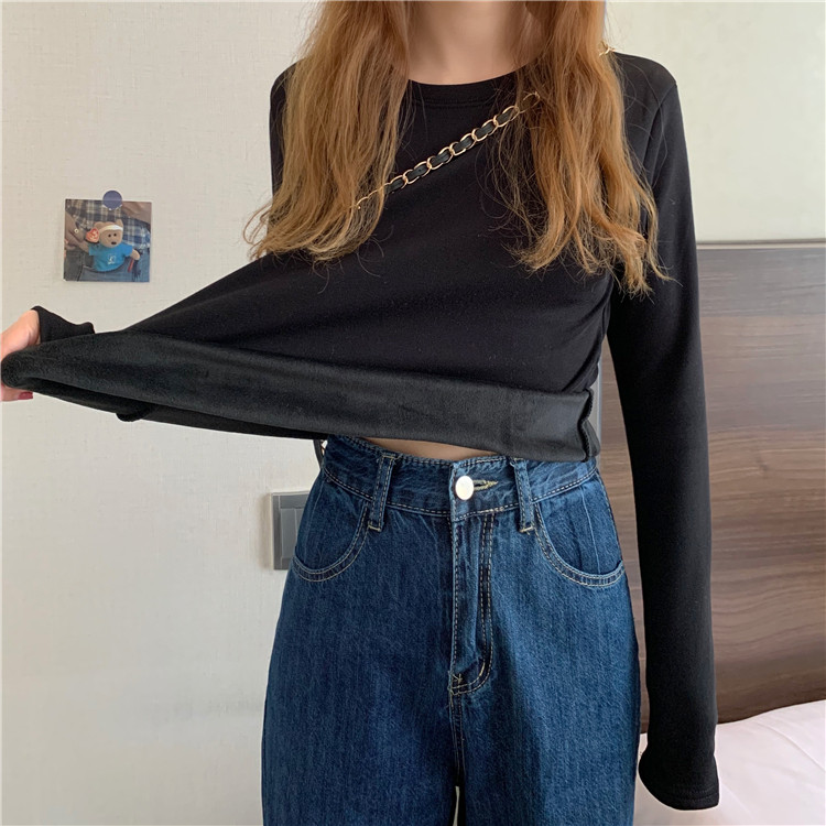 加绒打底衫女秋冬2026爆款洋气百搭加厚修身内搭长袖t恤保暖上衣