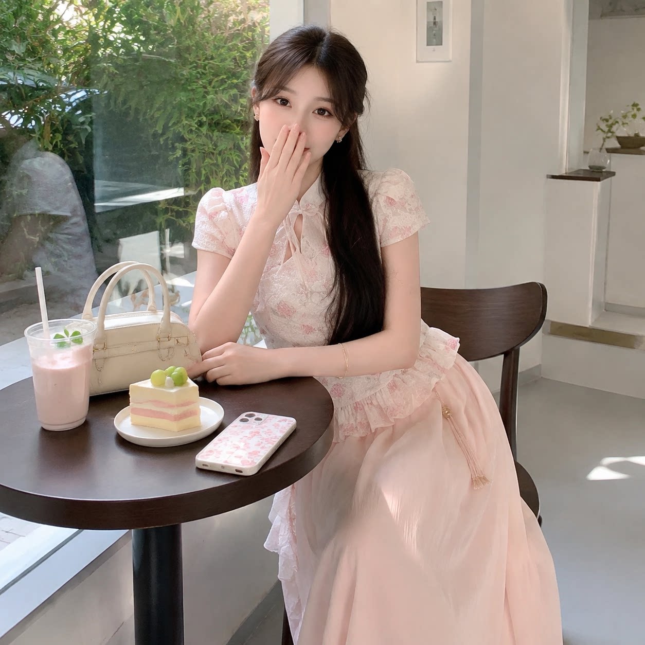 新中式温婉显瘦阔腿裤套装