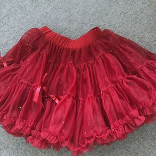 超美四季女童90-150新年圣诞节假日日常闪闪蝴蝶结蓬蓬半身裙裙子