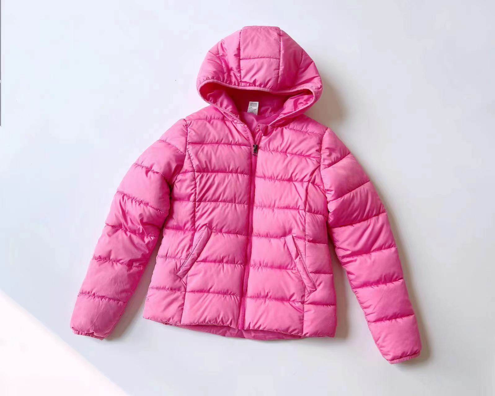 颜色好看超美外单女童中大童秋冬厚实款显白纯色连帽棉袄棉服外套