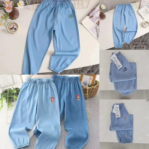 特惠春夏款女童110-180卡通防蚊束脚刺绣运动休闲天丝牛仔裤裤子