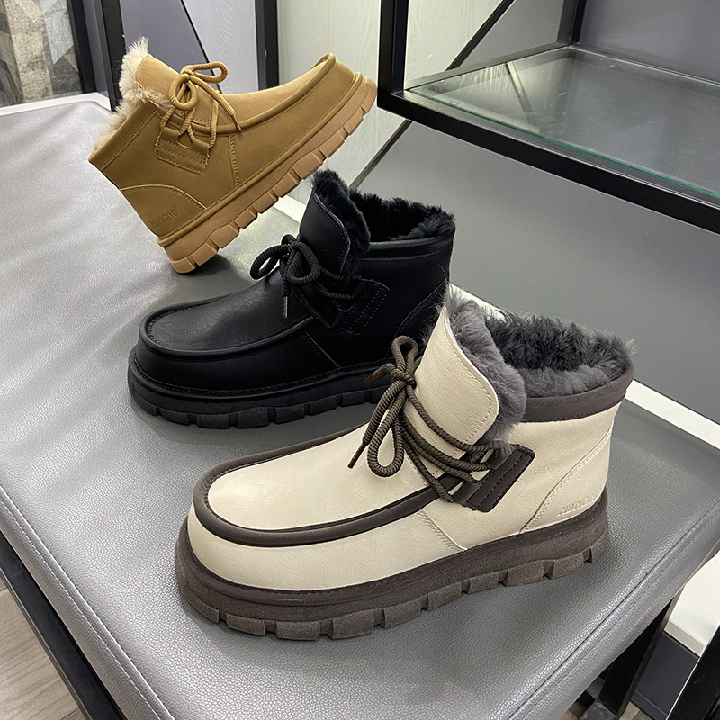 真皮全羊毛男鞋雪地靴棉鞋面包鞋