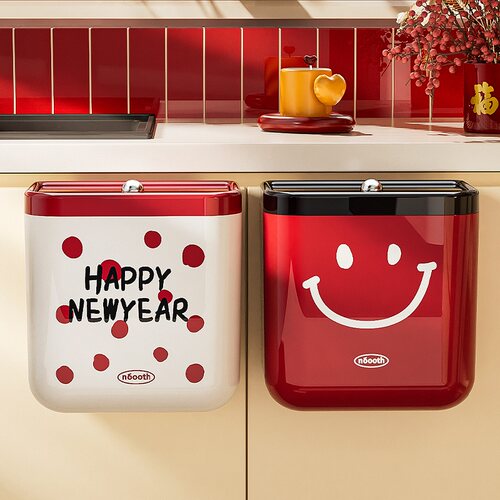 厨房垃圾桶挂式家用2024新款粉蓝大号大容量厨余 余垃圾专用免弯