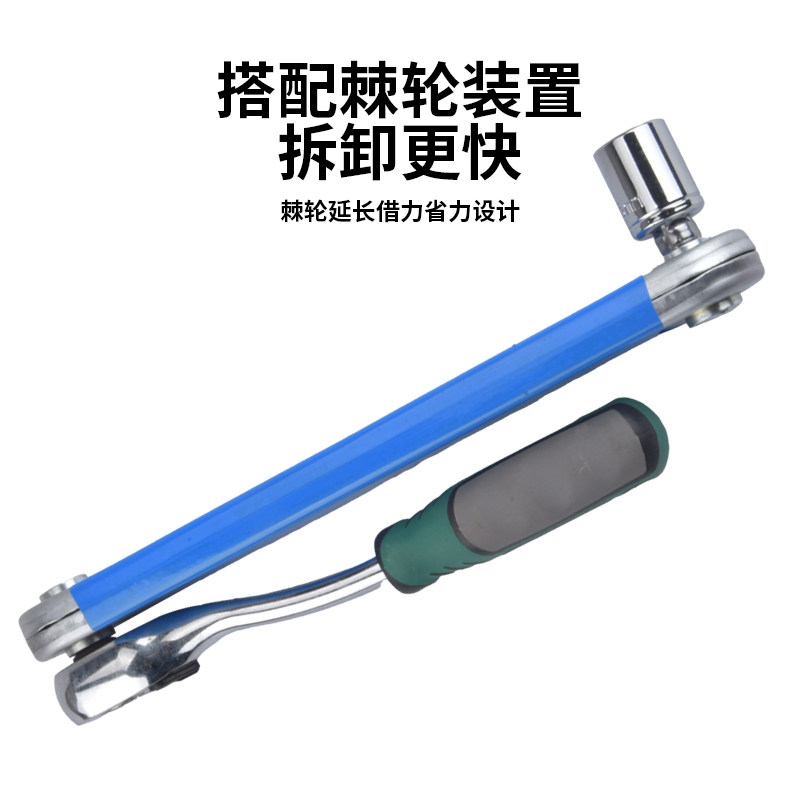 跨境汽修延长杆扳手窄缝拆装工具实用多功能延长杆扳手双头省力板