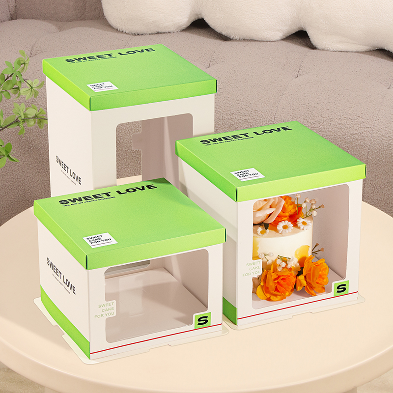 开窗透明蛋糕盒子包装盒6寸8寸10寸12寸单双层加高方形生日蛋糕盒