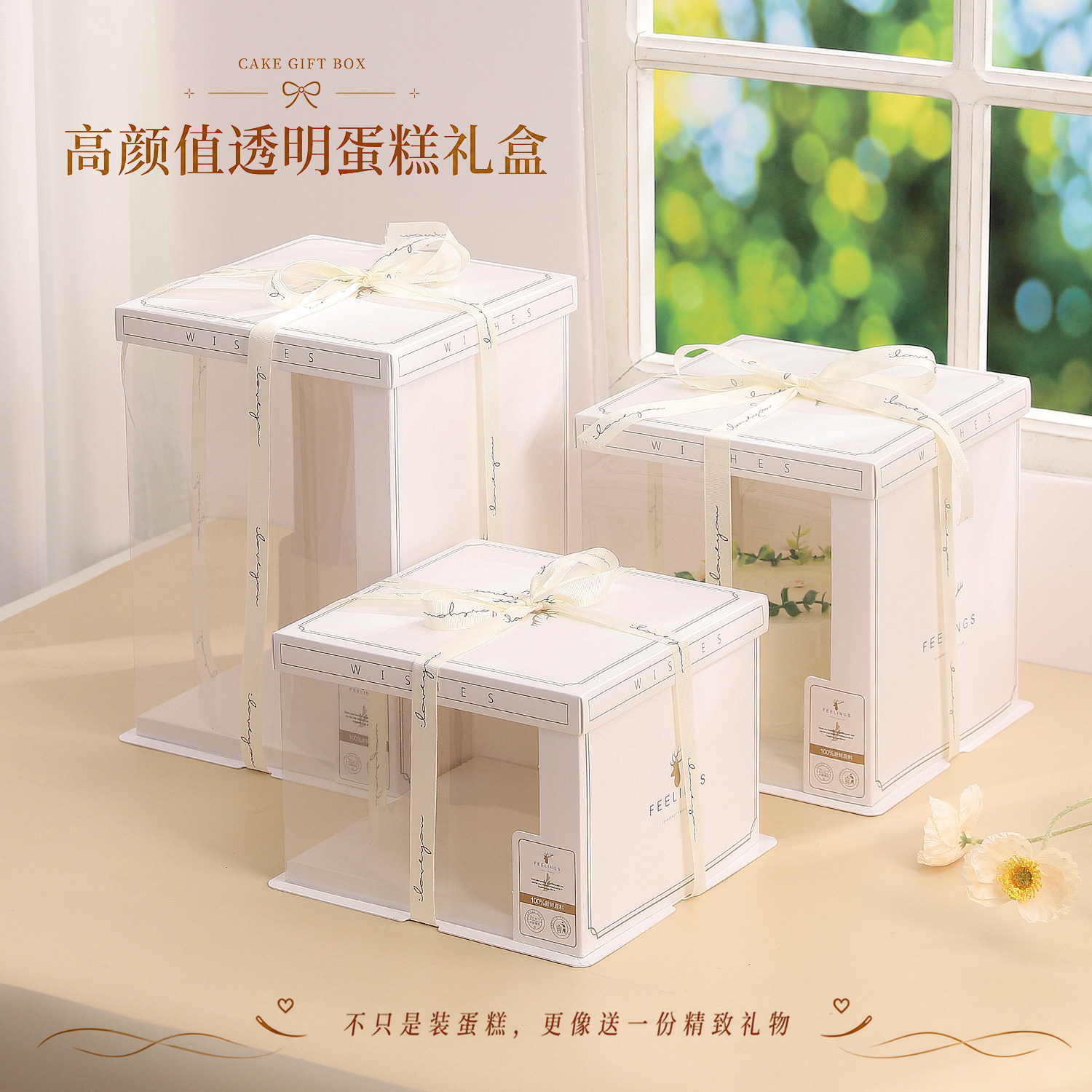半透明生日蛋糕盒方形可定制