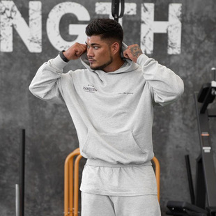 VANQUISH欧美狼头春秋健身连帽衫男套头卫衣复合棉宽松训练上衣潮
