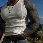 GYM重磅300g无袖 运动休闲健身训练坎肩T恤打底衣服 显大背心男夏季