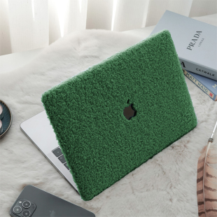 16寸电脑壳MacM1 罗勒绿泰迪绒保护套mac13 air笔记 pro