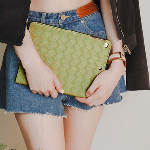 10.9平板保护壳带笔槽 12.9寸Pro11 宽版 山葵绿编织iPadAir10.5