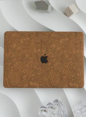 典雅棕色雏菊压花皮革2024新款苹果电脑保护套适用于macbookpro14m4保护壳笔记本air15 pro13寸外壳pro16寸